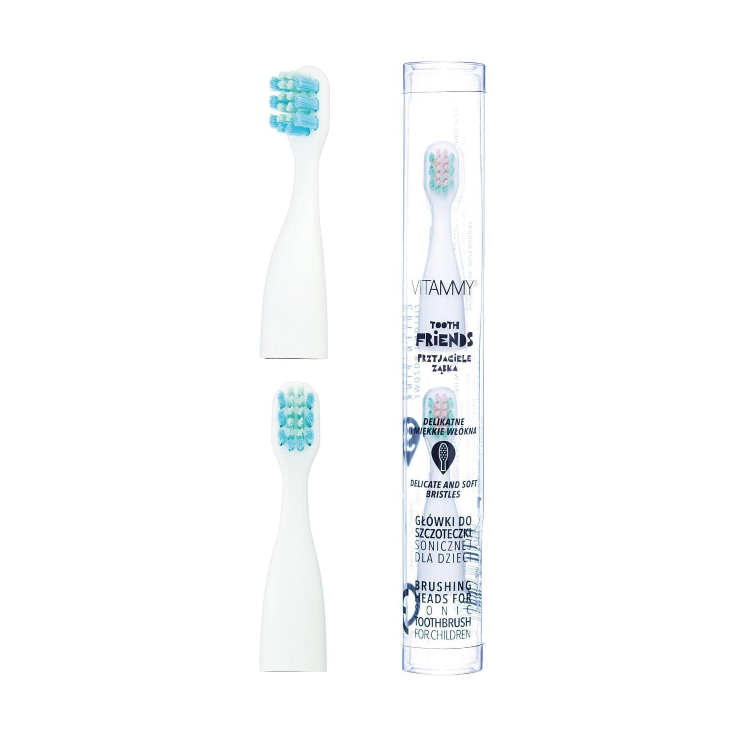 Змінні насадки для дитячої електричної зубної щітки VITAMMY Tooth Friends Blue-Green, 2 шт (VF/TH1804bg)